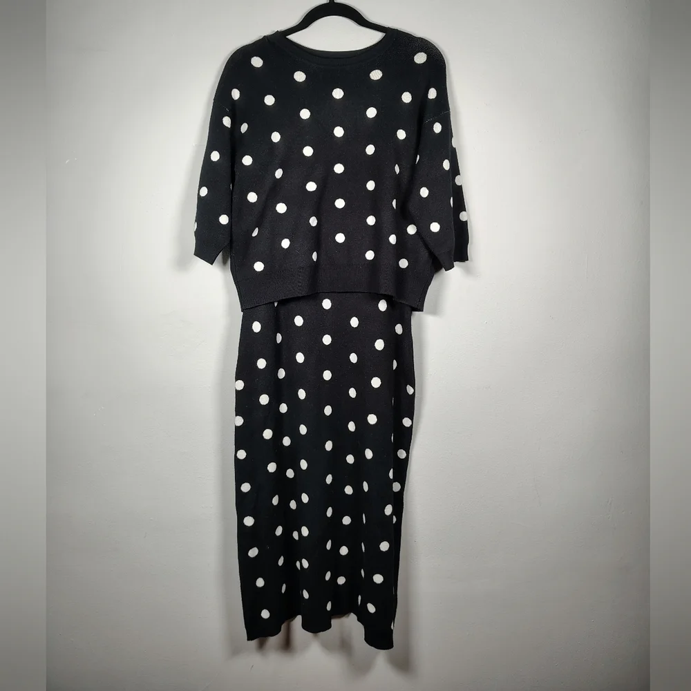 Victor Glemaud Polka Dot Sweater Blouse in Black With White Polkadots Size M - Picture 6 of 7